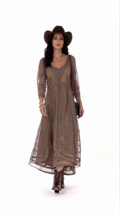 Dakota Rose Embroidered Rustic Wedding High-Low Dress in Antique Silver video preview